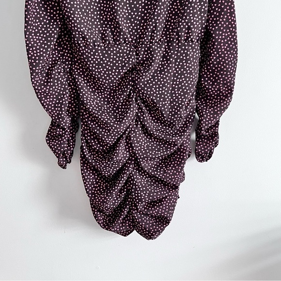 ZARA Ruched Pink Hearts All Over Print Long Sleeve Mini Dress - Picture 13 of 15